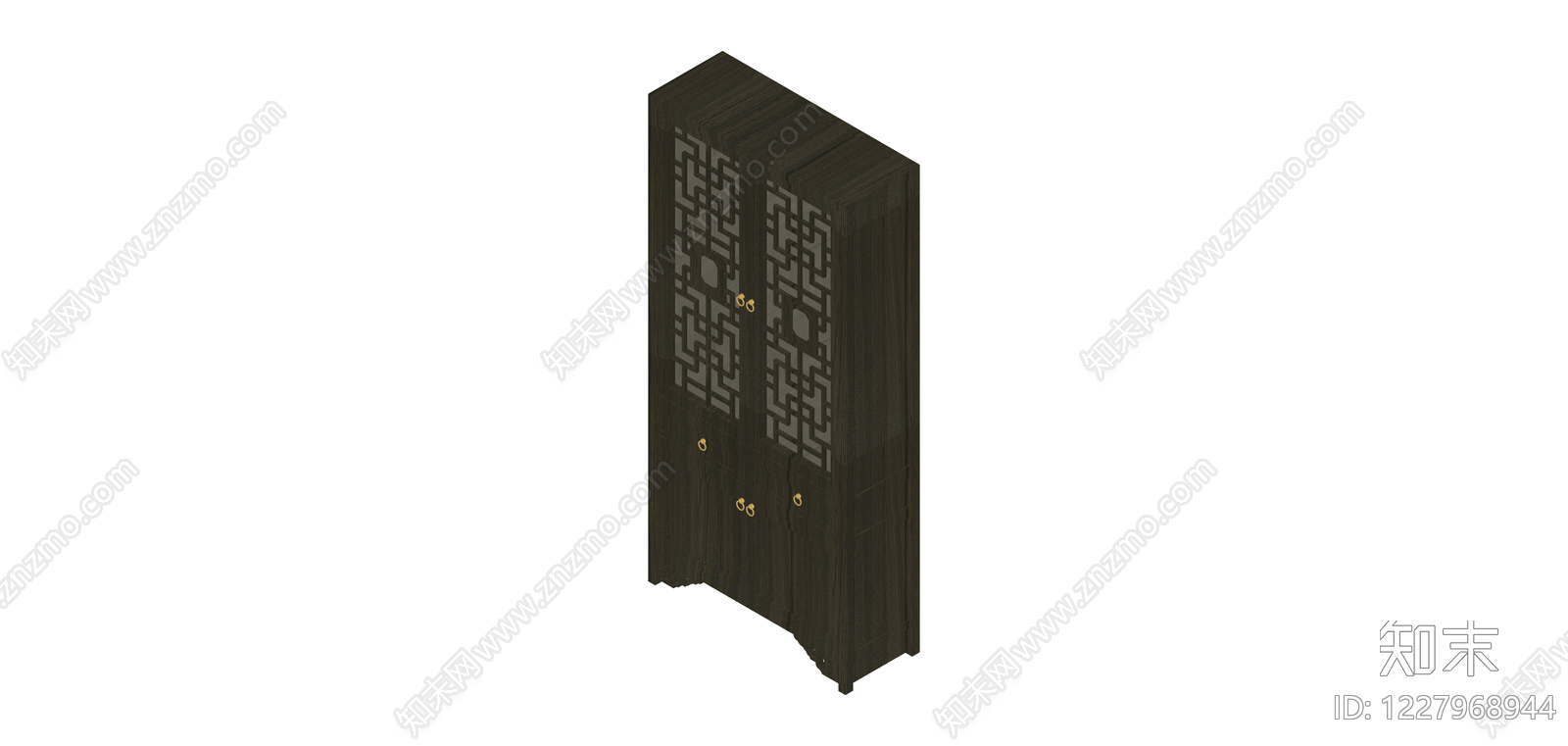 中式双开门衣柜SU模型下载【ID:1227968944】