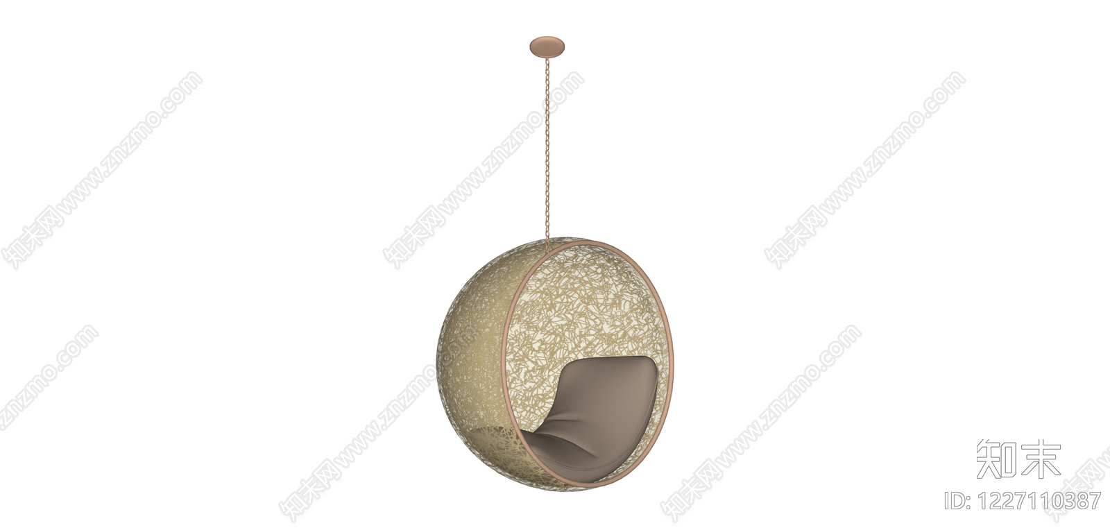 球形藤编吊椅SU模型下载【ID:1227110387】