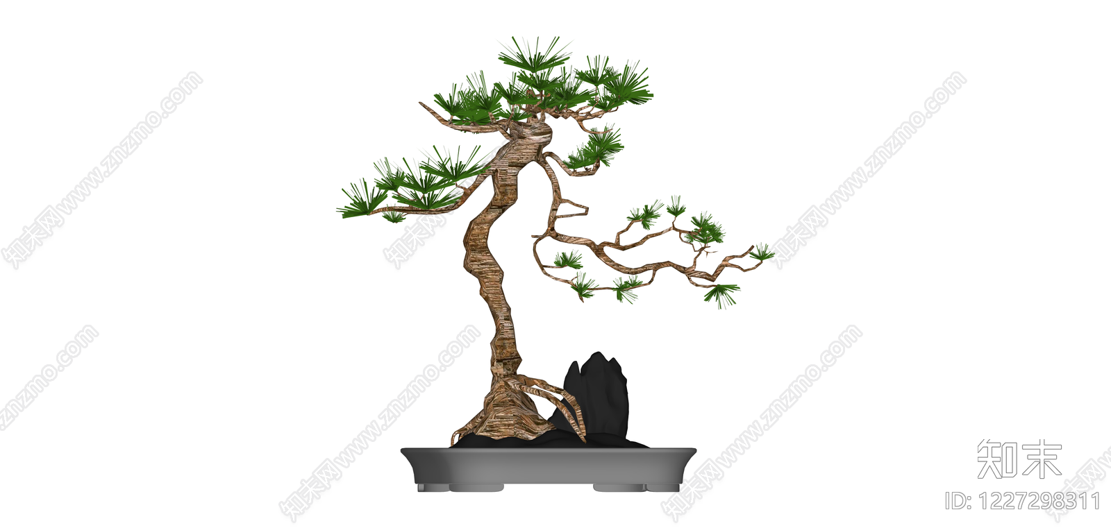 带盆松树盆景SU模型下载【ID:1227298311】