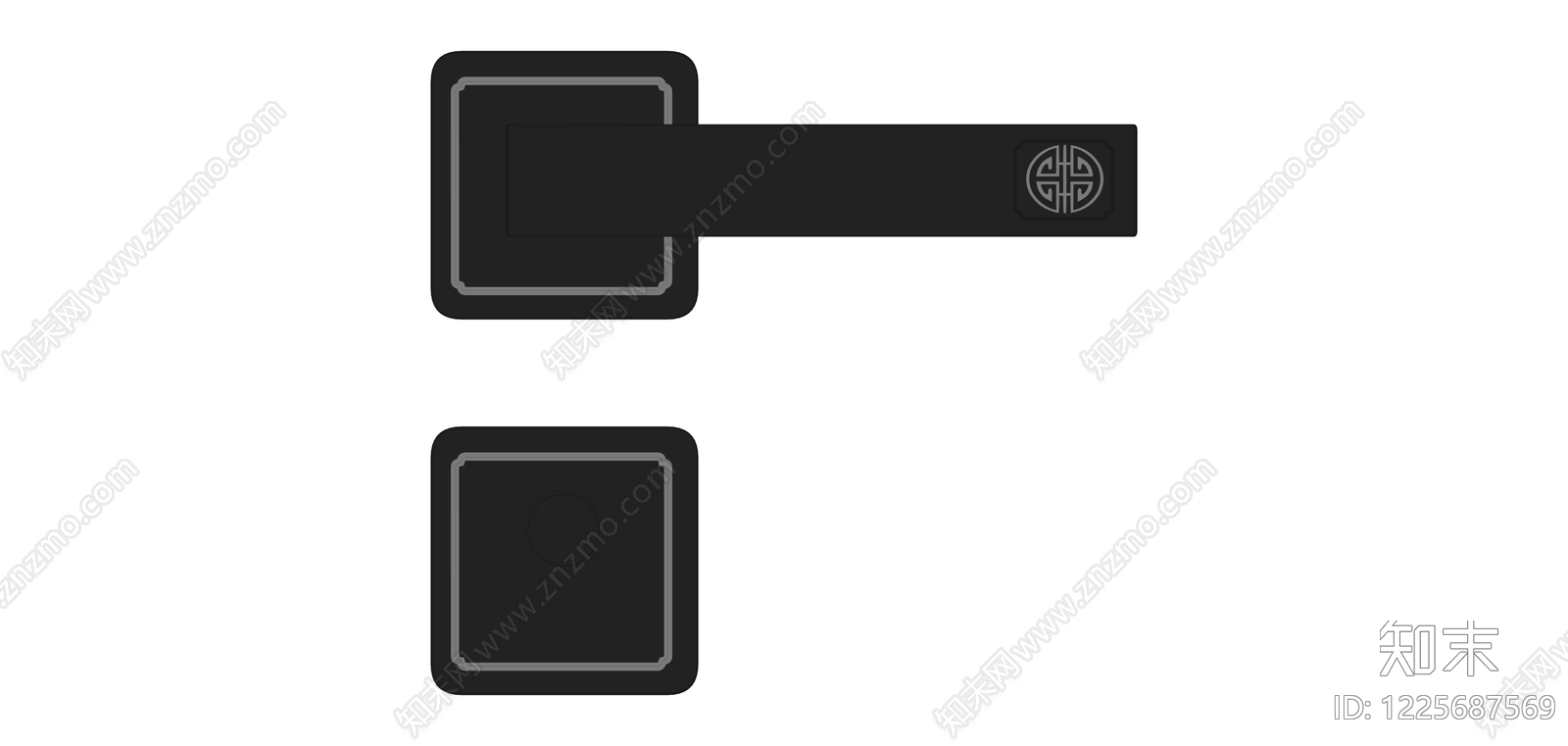 黑色方形门把手组件SU模型下载【ID:1225687569】