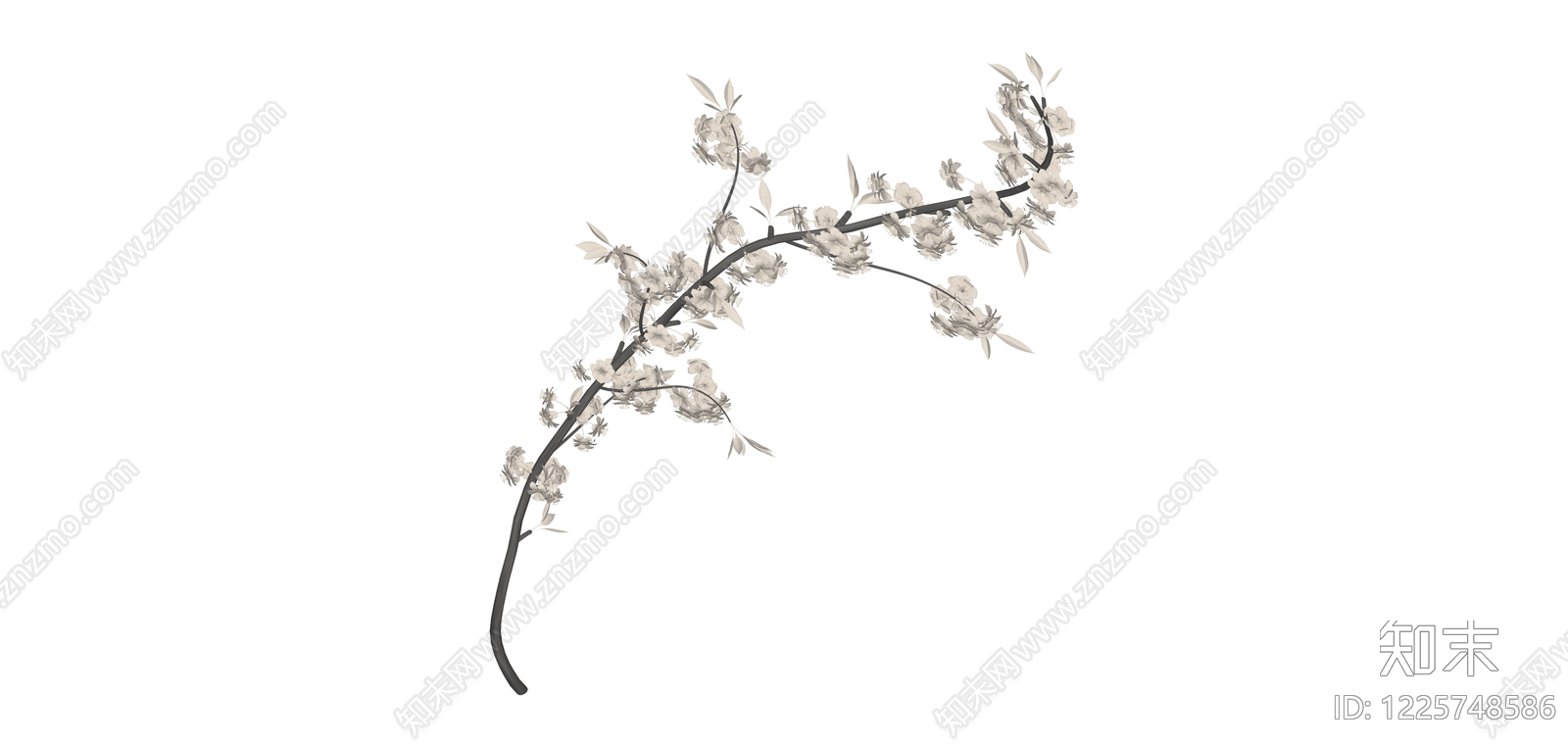 白色花艺装饰枝条SU模型下载【ID:1225748586】