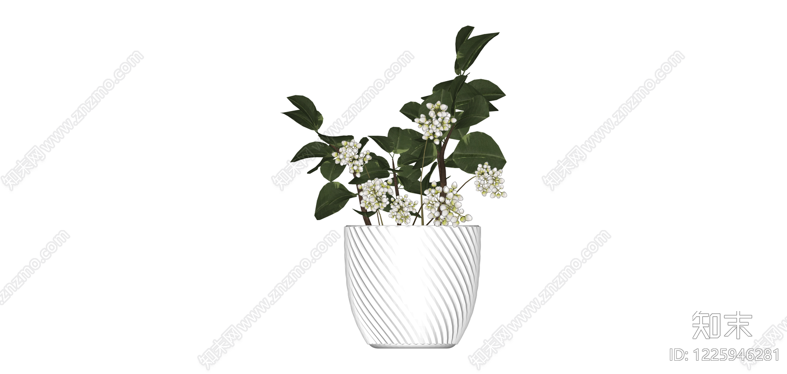白色纹理盆栽绿植SU模型下载【ID:1225946281】