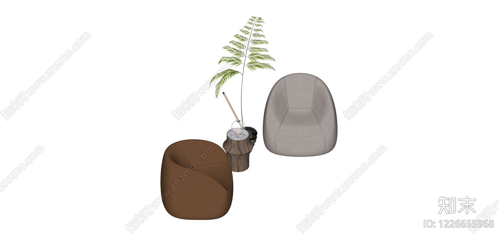 双人位休闲沙发组合SU模型下载【ID:1226655968】