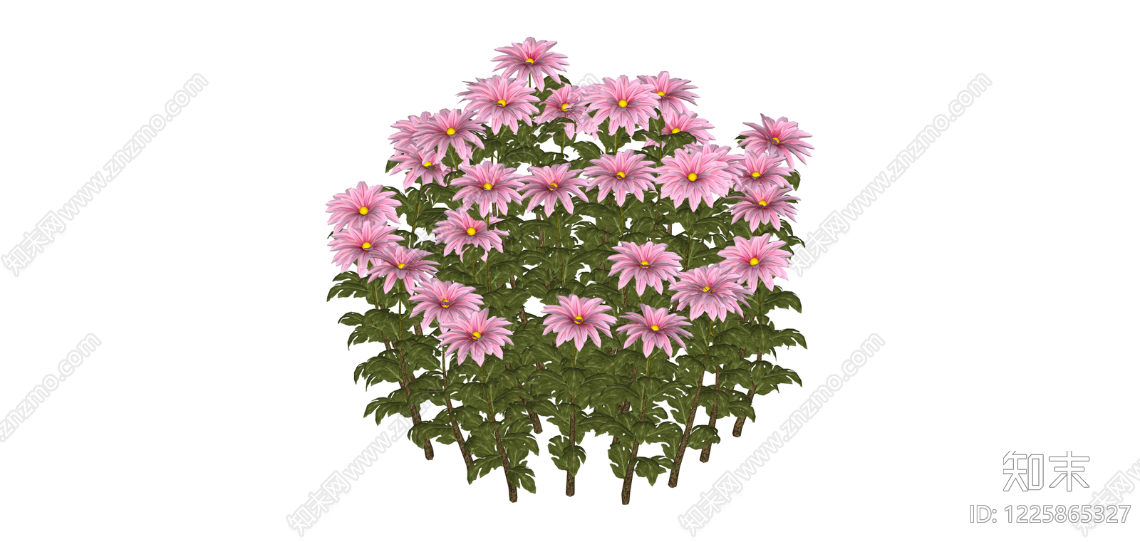 粉色花丛灌木组SU模型下载【ID:1225865327】