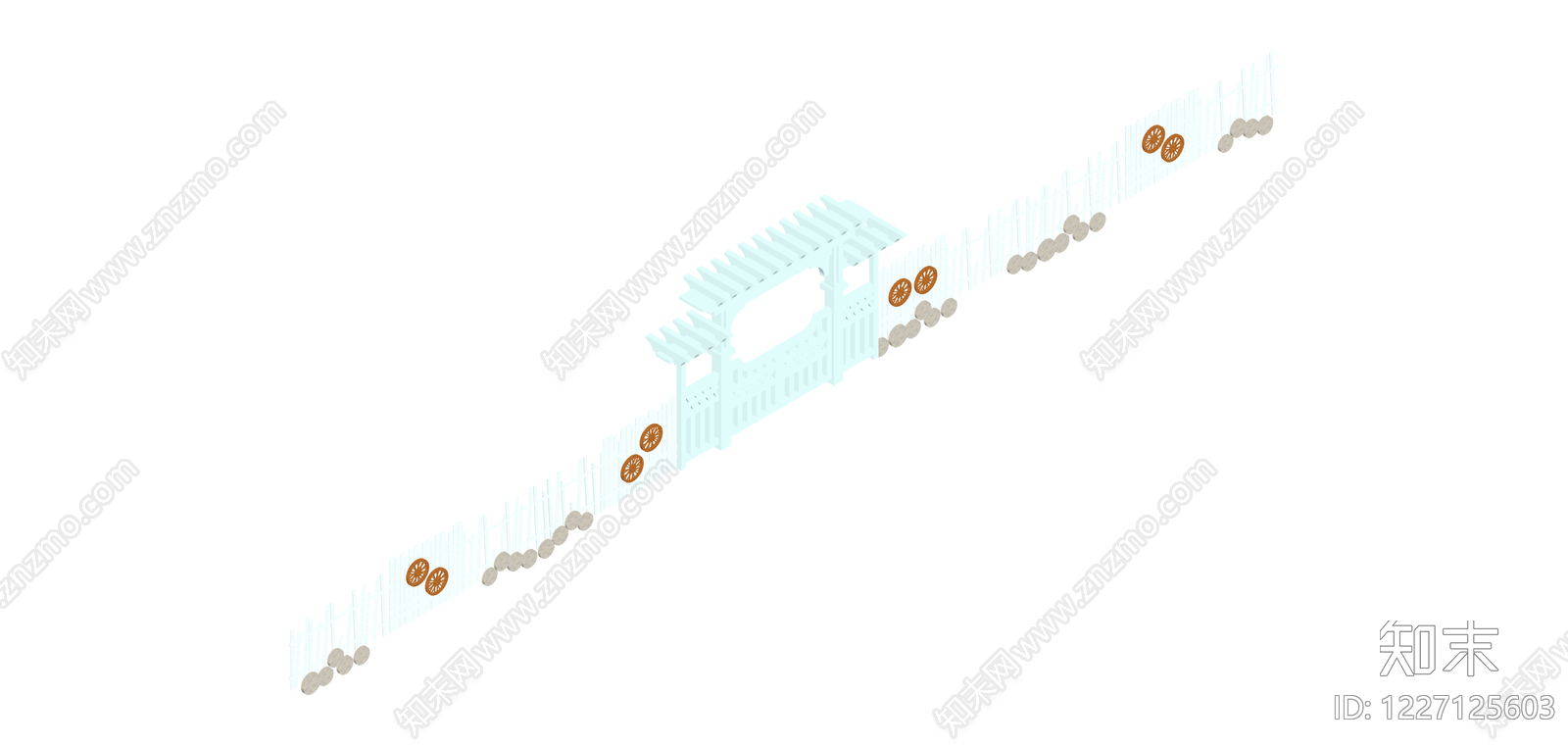 带景石的中式景观门楼SU模型下载【ID:1227125603】