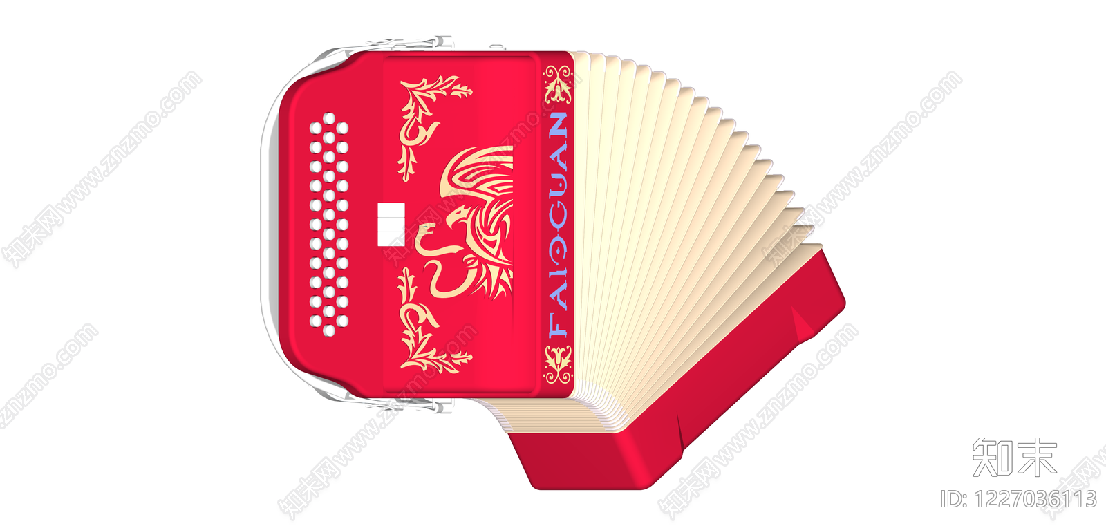 红色装饰手风琴SU模型下载【ID:1227036113】