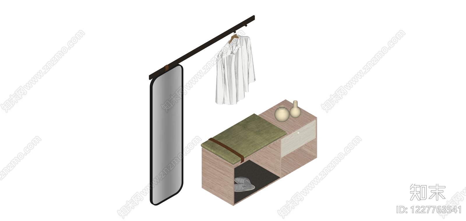 组合玄关家具组件SU模型下载【ID:1227763541】
