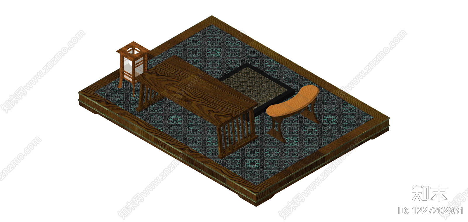 中式木质家具组合SU模型下载【ID:1227202931】