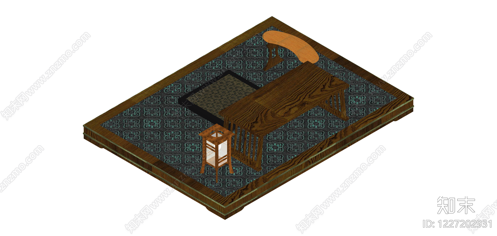 中式木质家具组合SU模型下载【ID:1227202931】