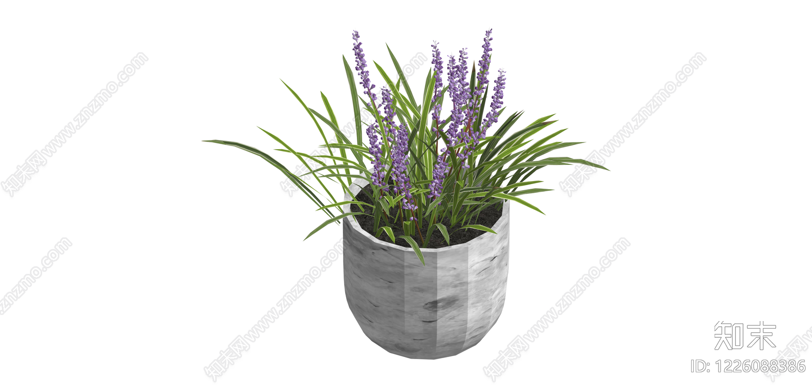 盆栽紫花植物SU模型下载【ID:1226088386】