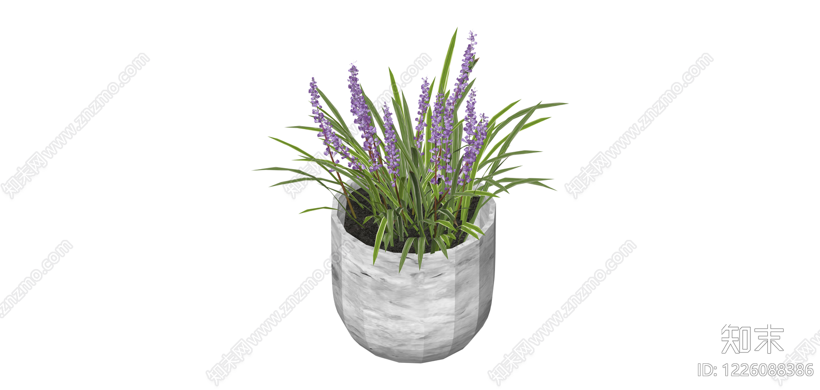 盆栽紫花植物SU模型下载【ID:1226088386】
