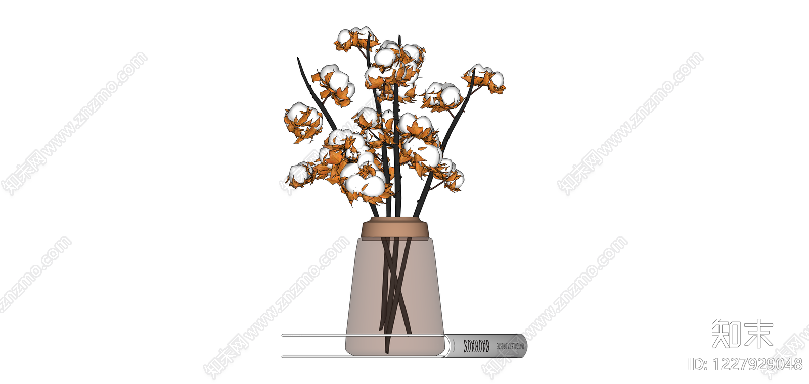 花瓶与棉花花束组合SU模型下载【ID:1227929048】