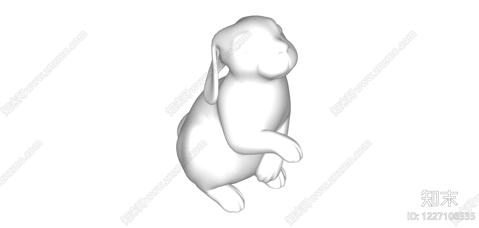 坐姿白模动物雕塑SU模型下载【ID:1227108535】