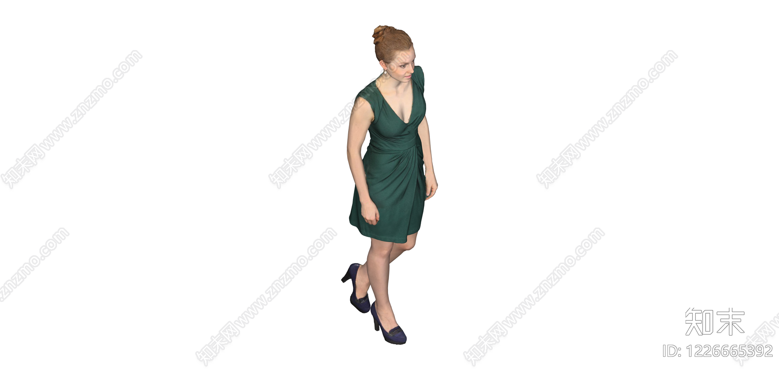 绿色礼服女性人物模型SU模型下载【ID:1226665392】
