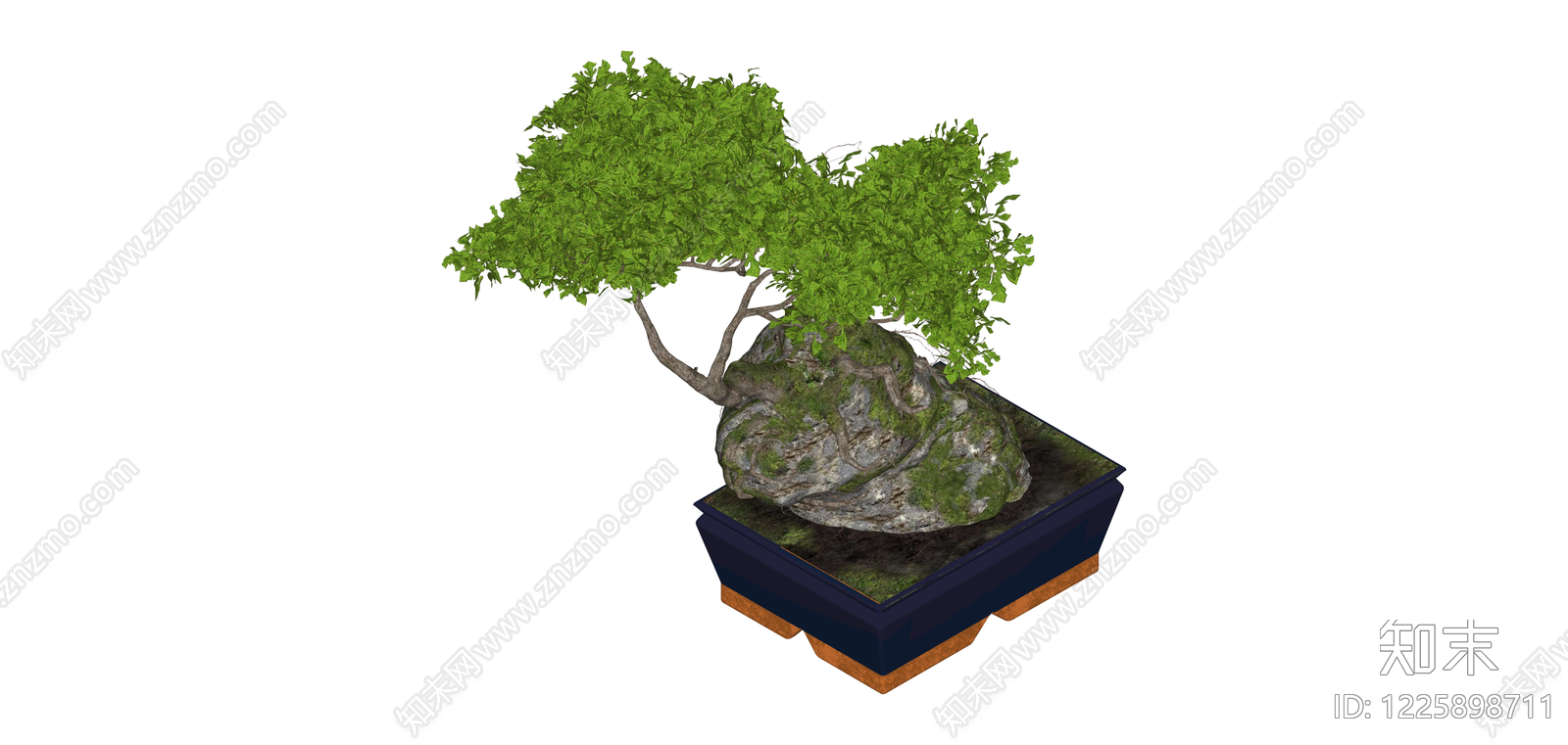 带盆景观石盆栽SU模型下载【ID:1225898711】