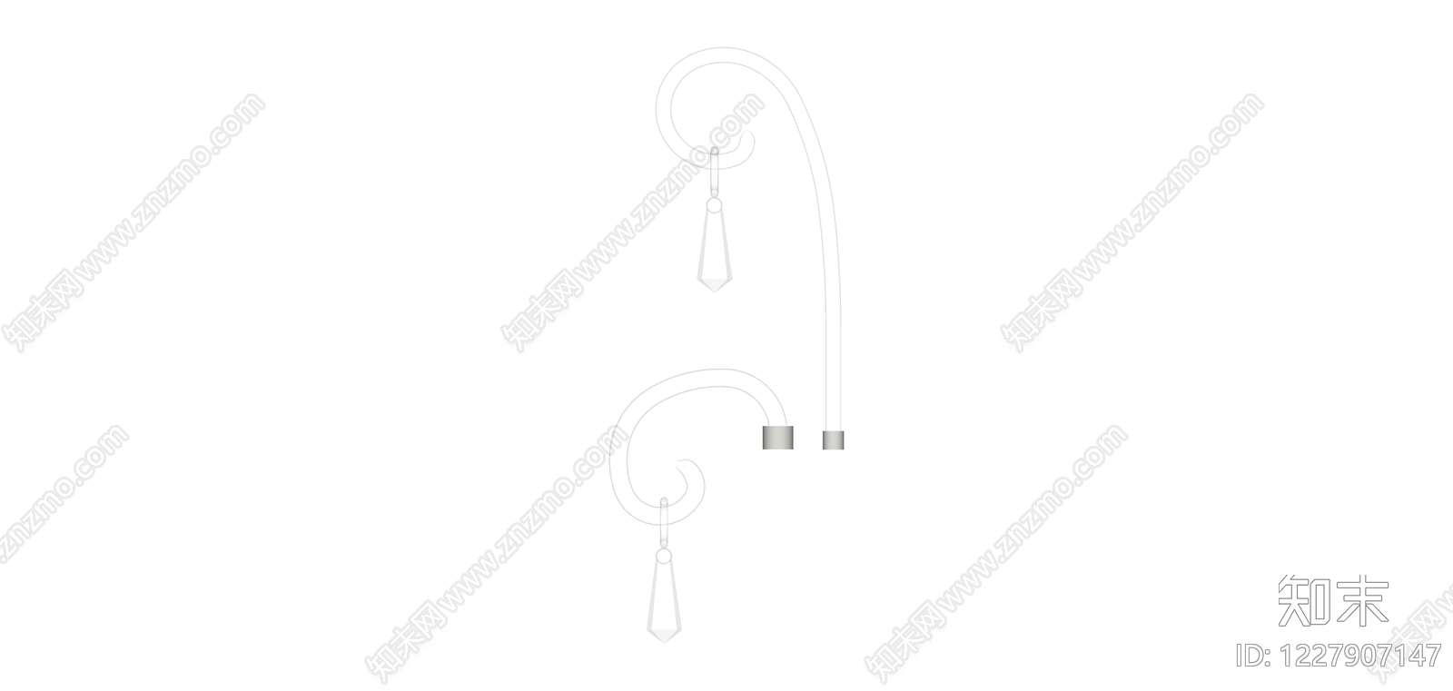 白色挂耳式蓝牙耳机SU模型下载【ID:1227907147】