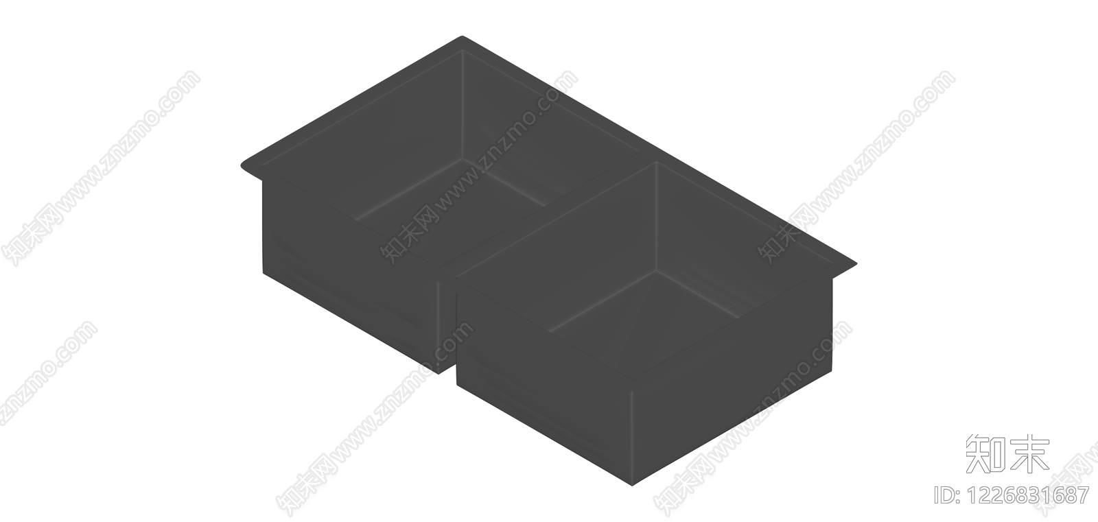 深灰双槽洗手盆SU模型下载【ID:1226831687】