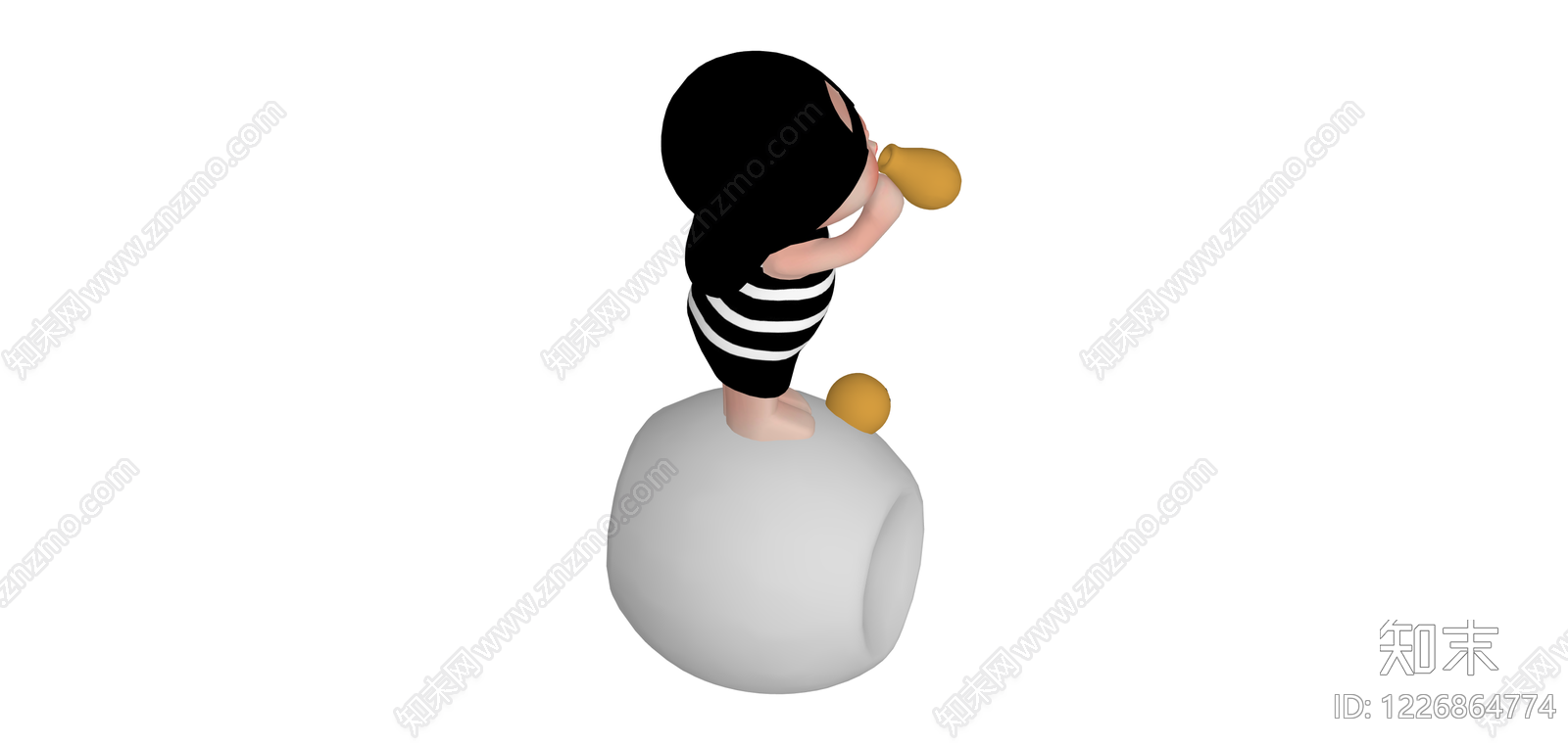 卡通人物雕塑SU模型下载【ID:1226864774】