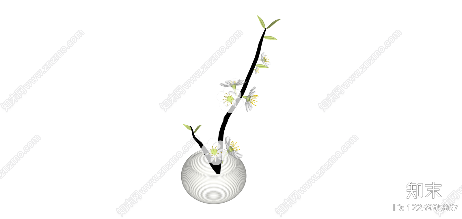 白瓷花瓶插花艺SU模型下载【ID:1225995867】