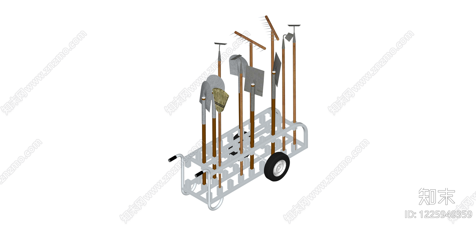 园艺工具收纳手推车SU模型下载【ID:1225949359】