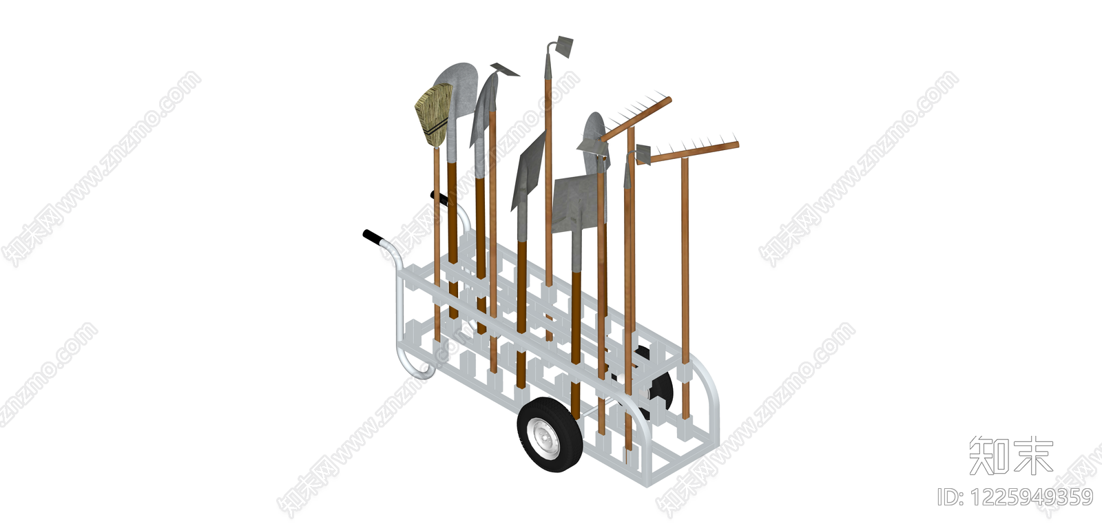 园艺工具收纳手推车SU模型下载【ID:1225949359】