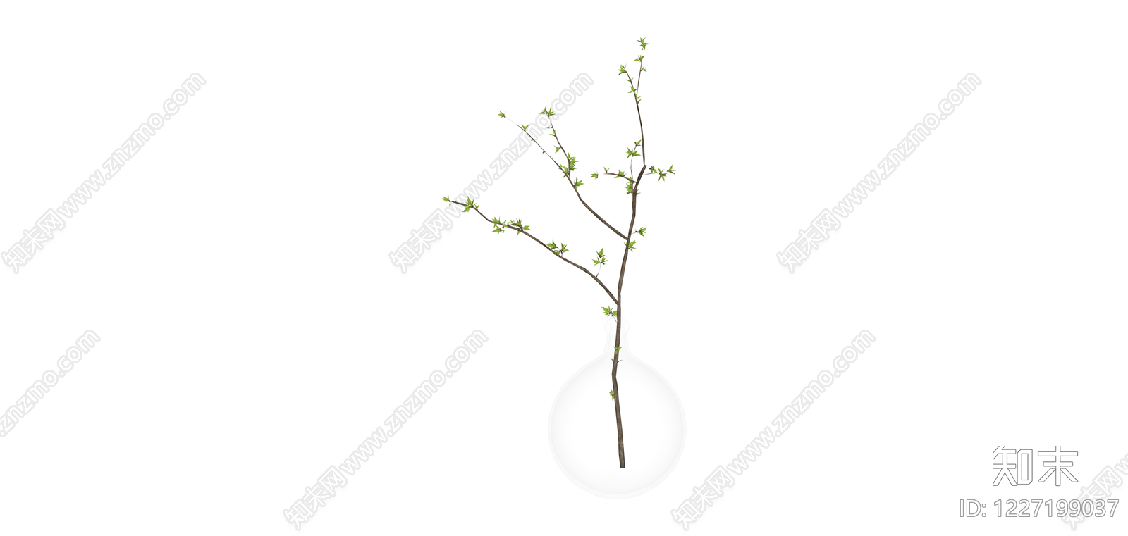 带花瓶的绿植枝条SU模型下载【ID:1227199037】