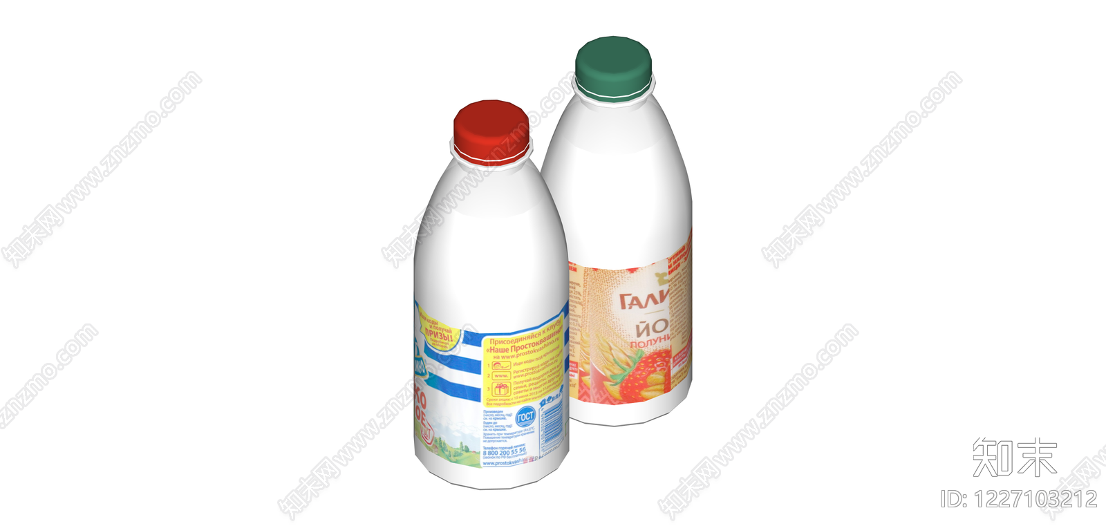 牛奶与酸奶组合瓶SU模型下载【ID:1227103212】