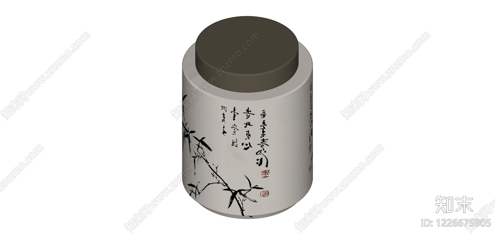 中式水墨竹子茶叶罐SU模型下载【ID:1226675905】