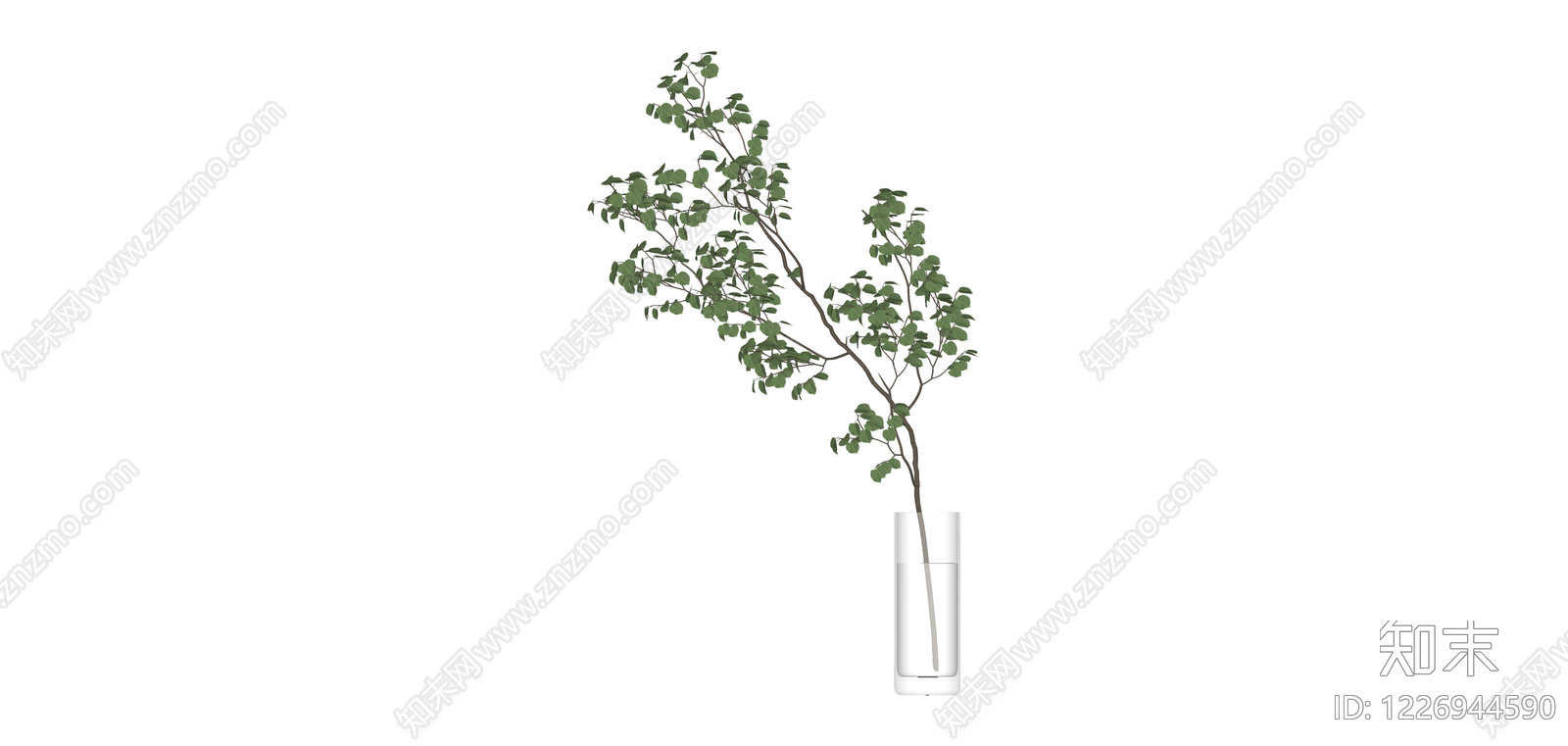 透明花瓶绿植组合SU模型下载【ID:1226944590】