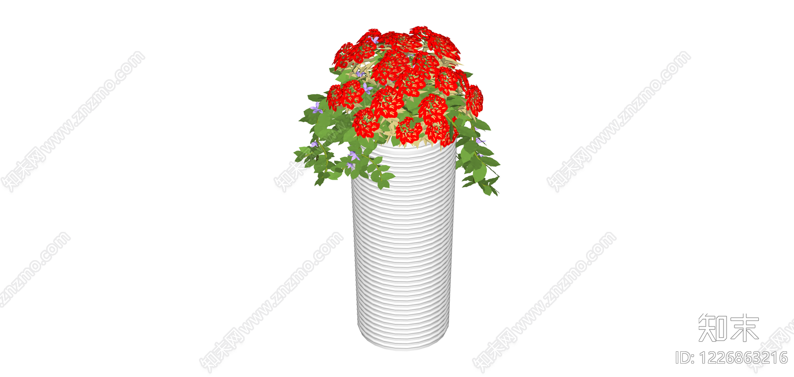 红紫花盆栽组合SU模型下载【ID:1226863216】