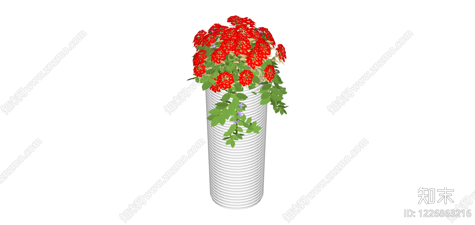 红紫花盆栽组合SU模型下载【ID:1226863216】