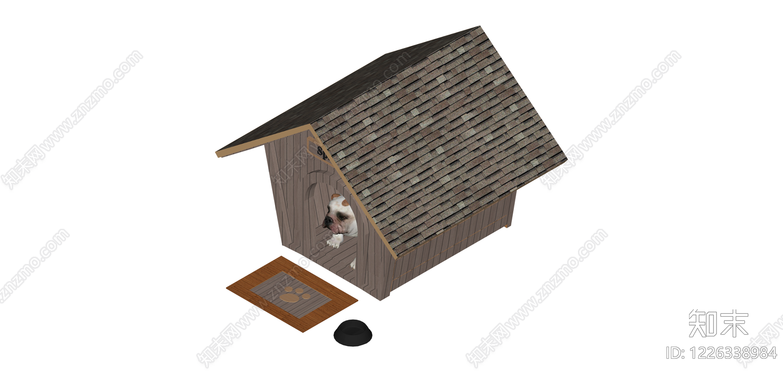 带宠物狗木屋组件SU模型下载【ID:1226338984】