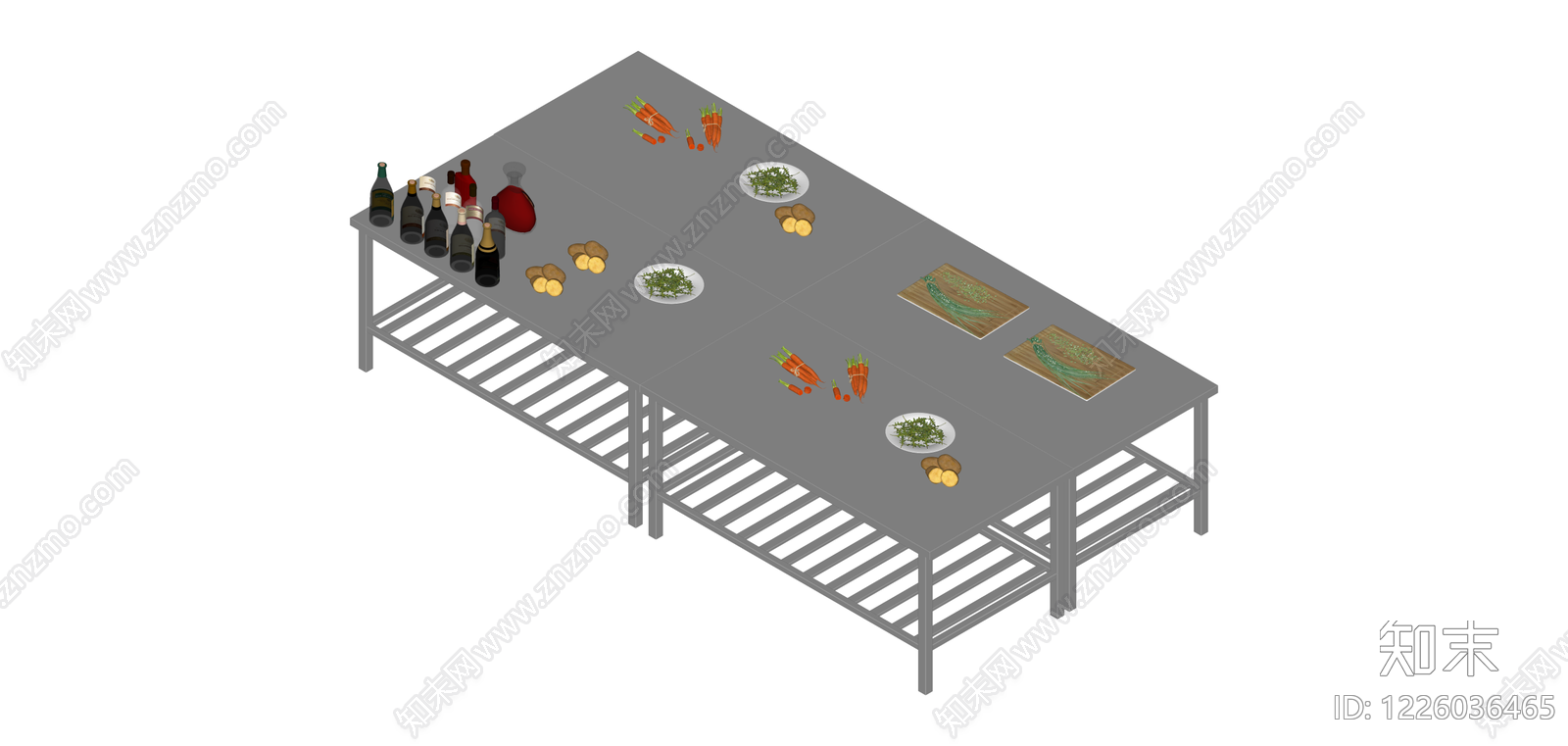 商用不锈钢操作台SU模型下载【ID:1226036465】