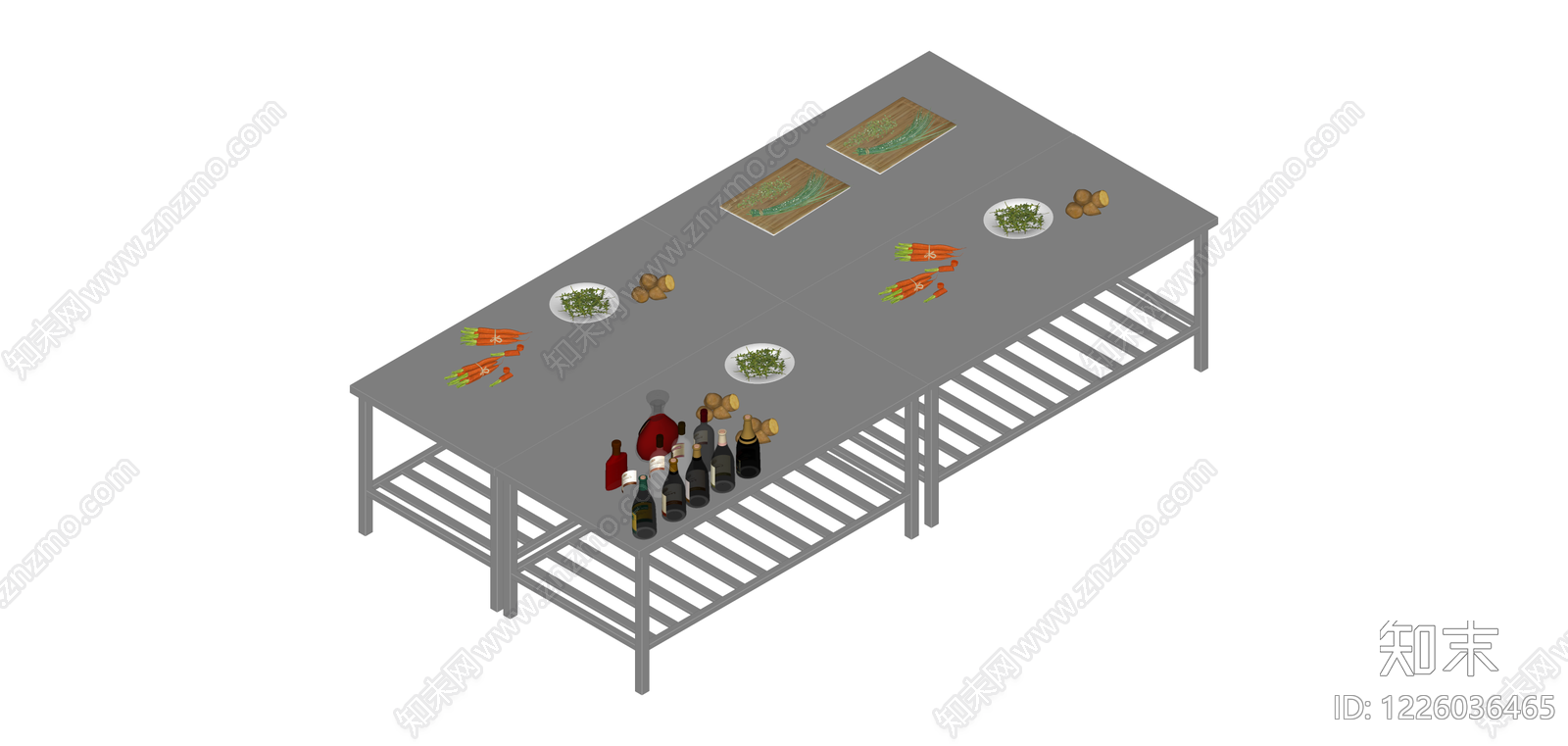 商用不锈钢操作台SU模型下载【ID:1226036465】