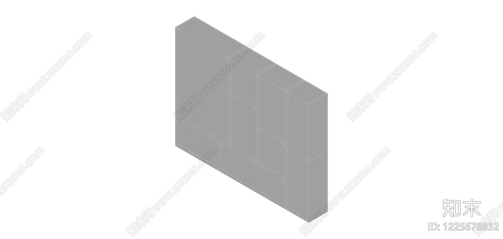 多门储物柜白模SU模型下载【ID:1225678832】