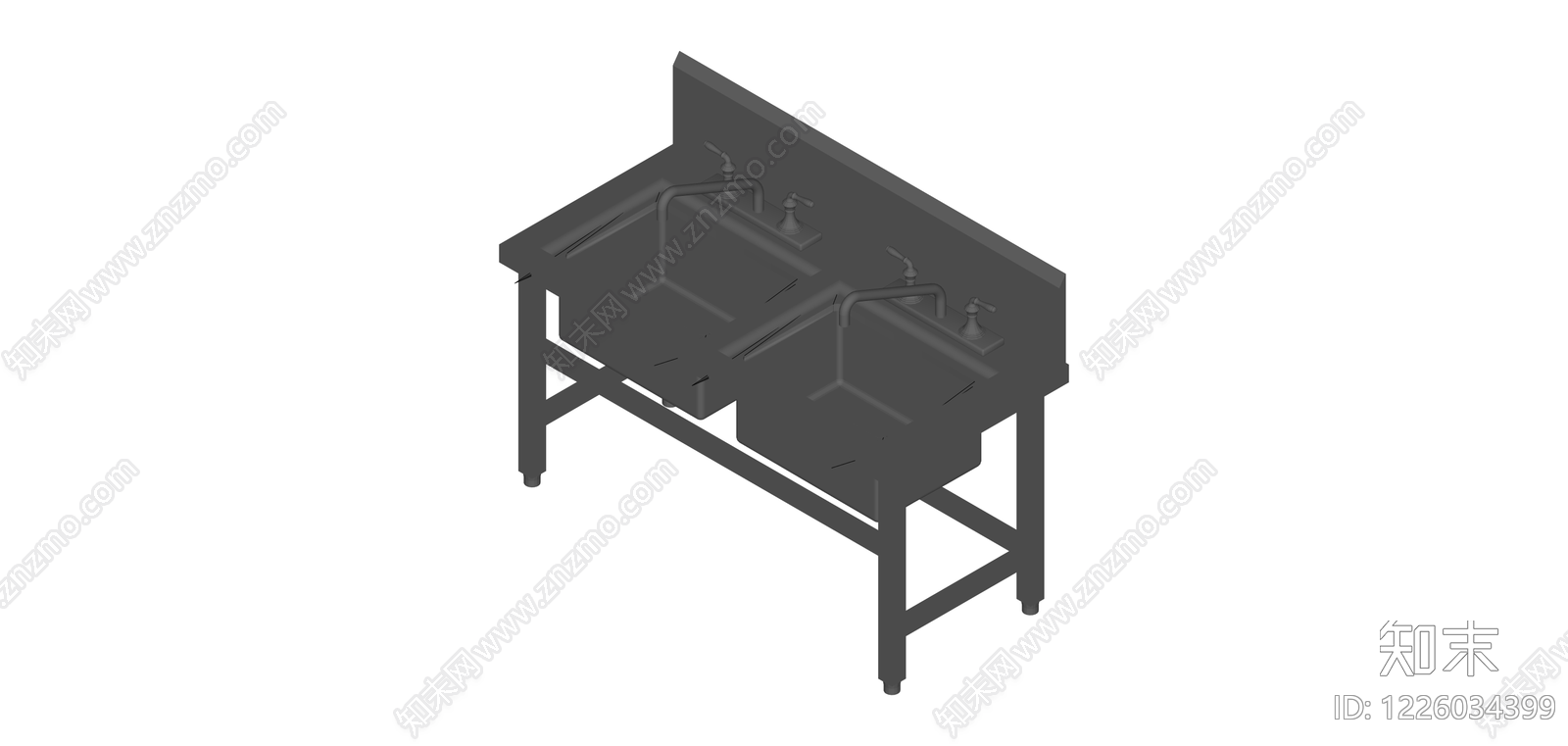 双槽工业洗手台SU模型下载【ID:1226034399】