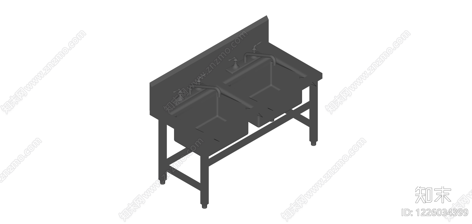 双槽工业洗手台SU模型下载【ID:1226034399】