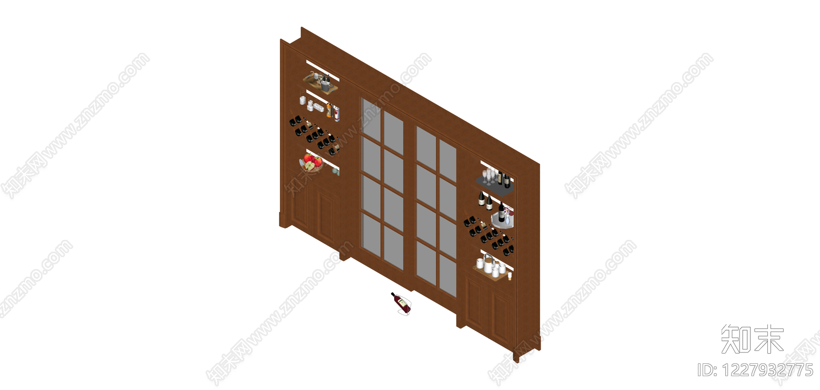 双开门酒柜组合SU模型下载【ID:1227932775】