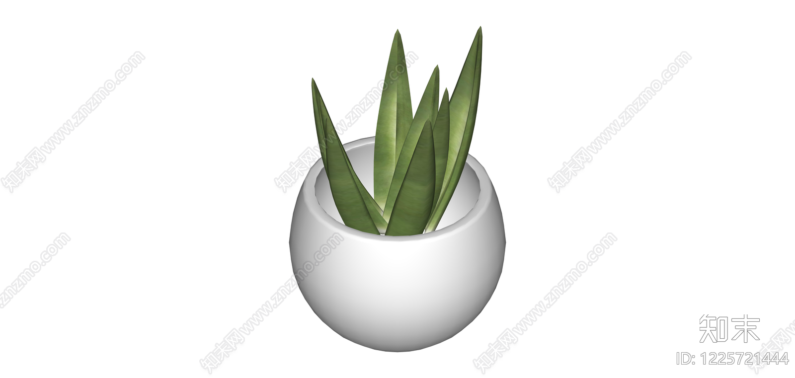 白盆绿色盆栽植物SU模型下载【ID:1225721444】