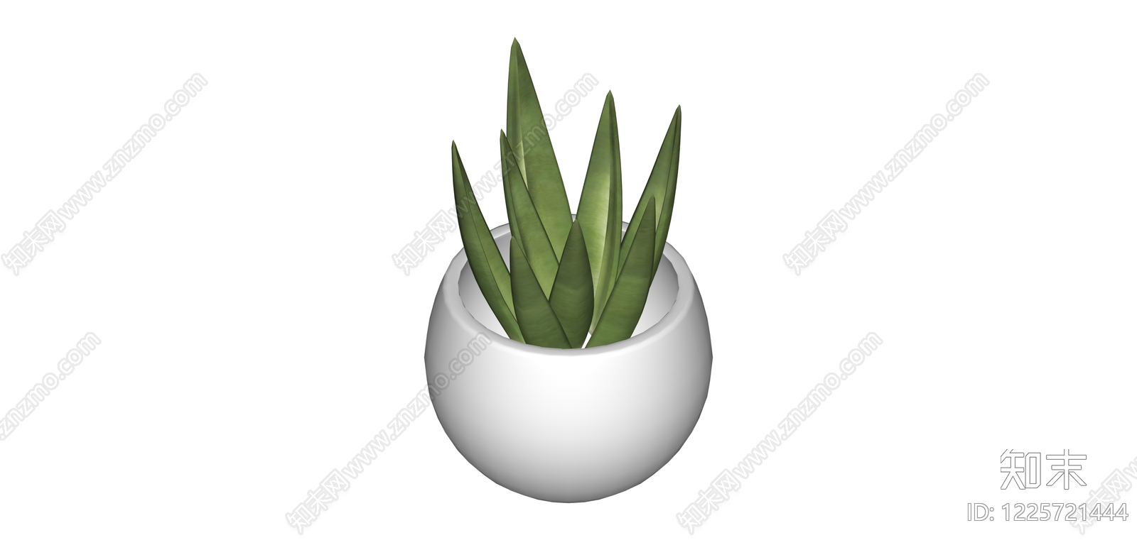 白盆绿色盆栽植物SU模型下载【ID:1225721444】