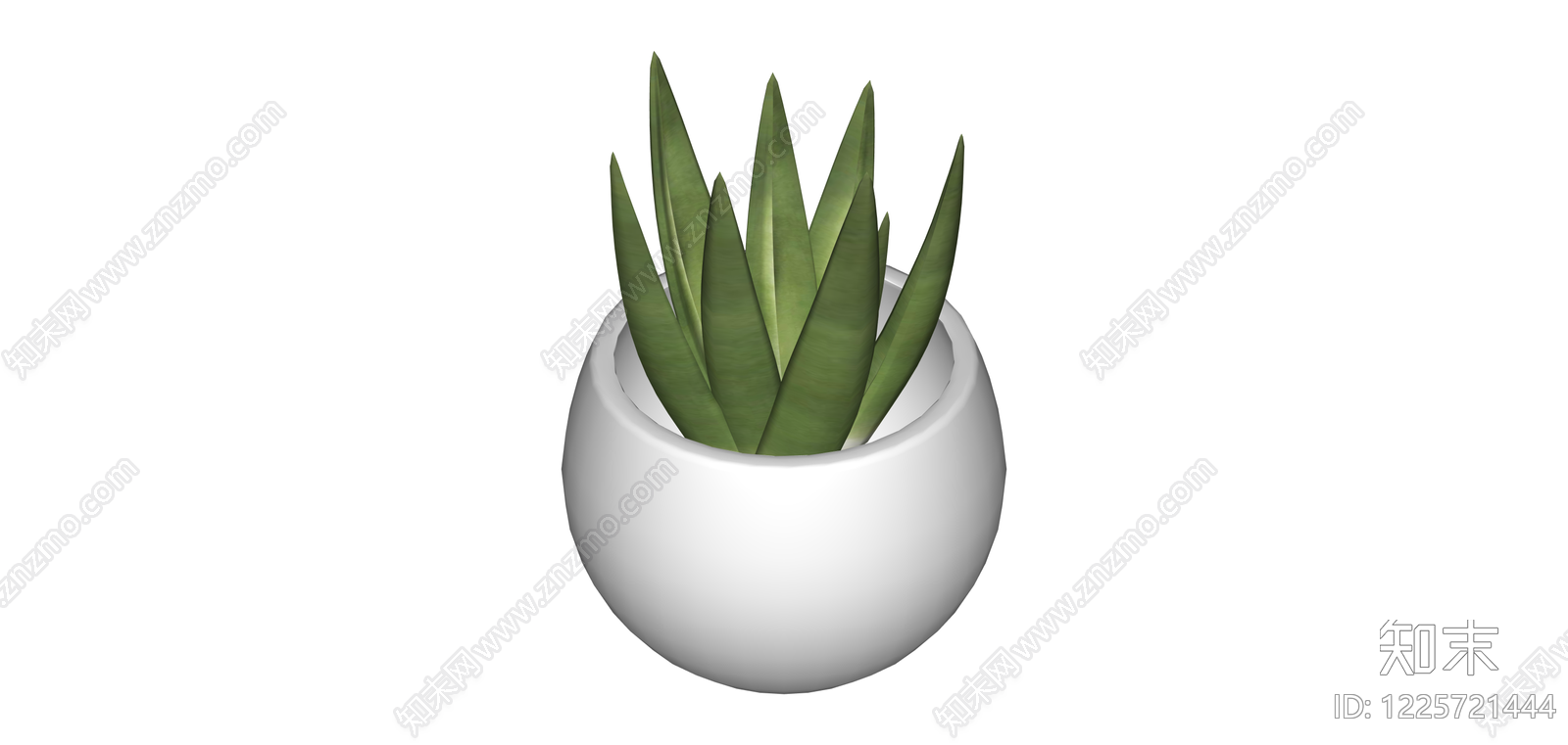 白盆绿色盆栽植物SU模型下载【ID:1225721444】