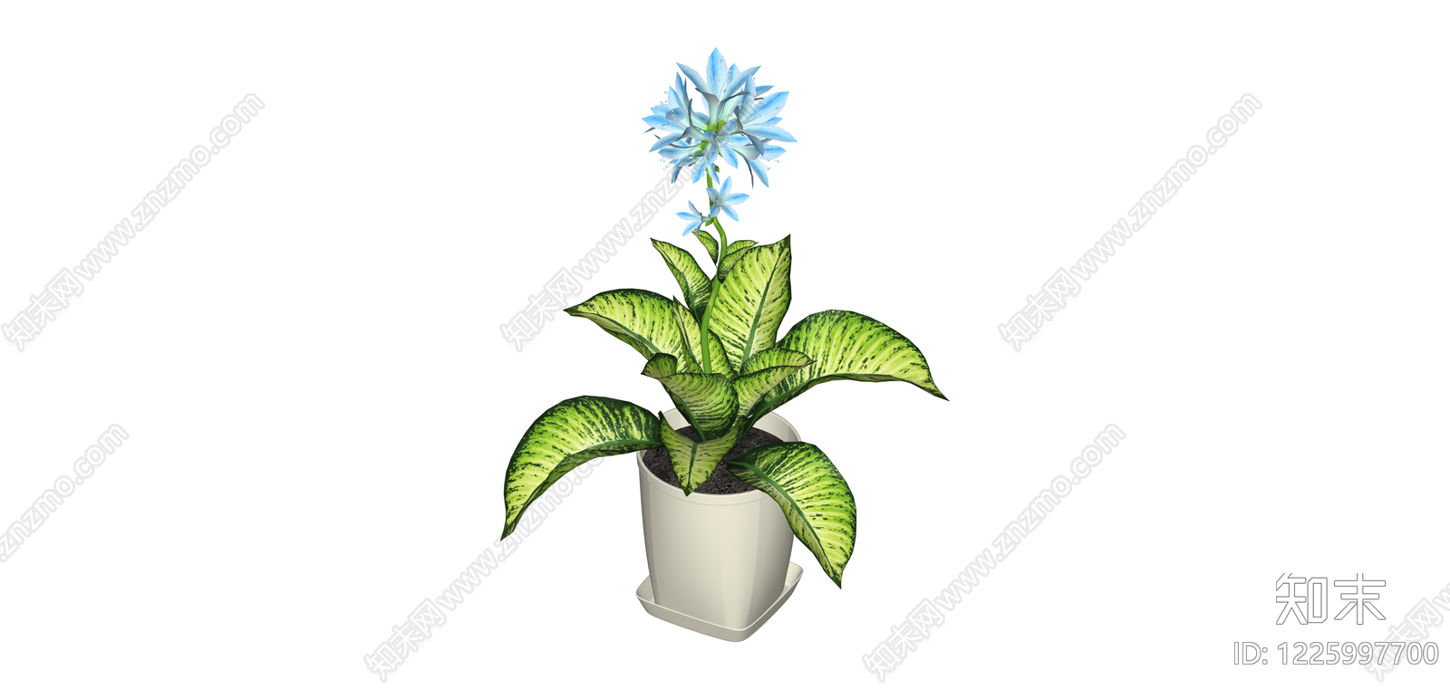 带盆盆栽植物SU模型下载【ID:1225997700】