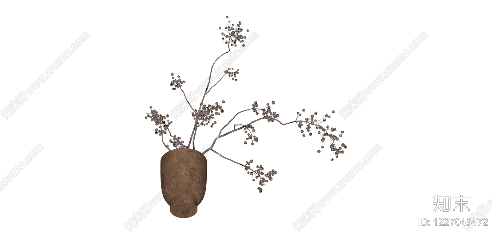 陶罐插干枝装饰SU模型下载【ID:1227043472】