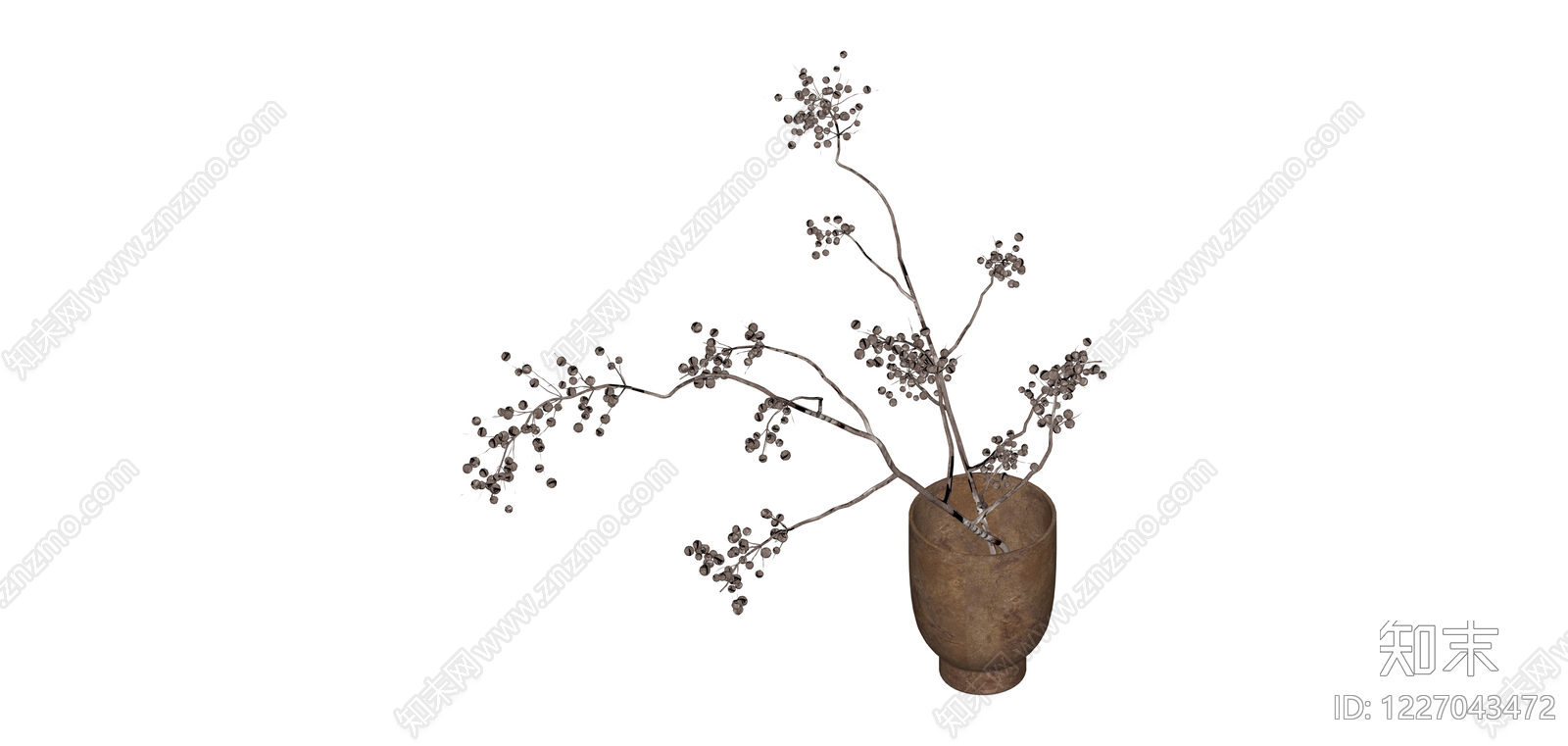 陶罐插干枝装饰SU模型下载【ID:1227043472】