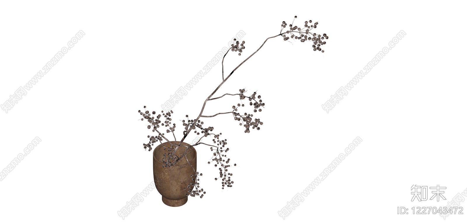 陶罐插干枝装饰SU模型下载【ID:1227043472】