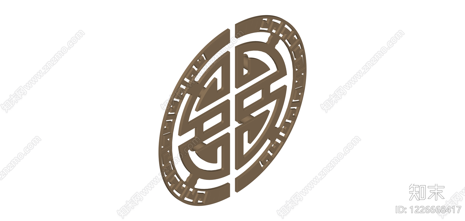 中式回纹寿字装饰盘SU模型下载【ID:1226668417】