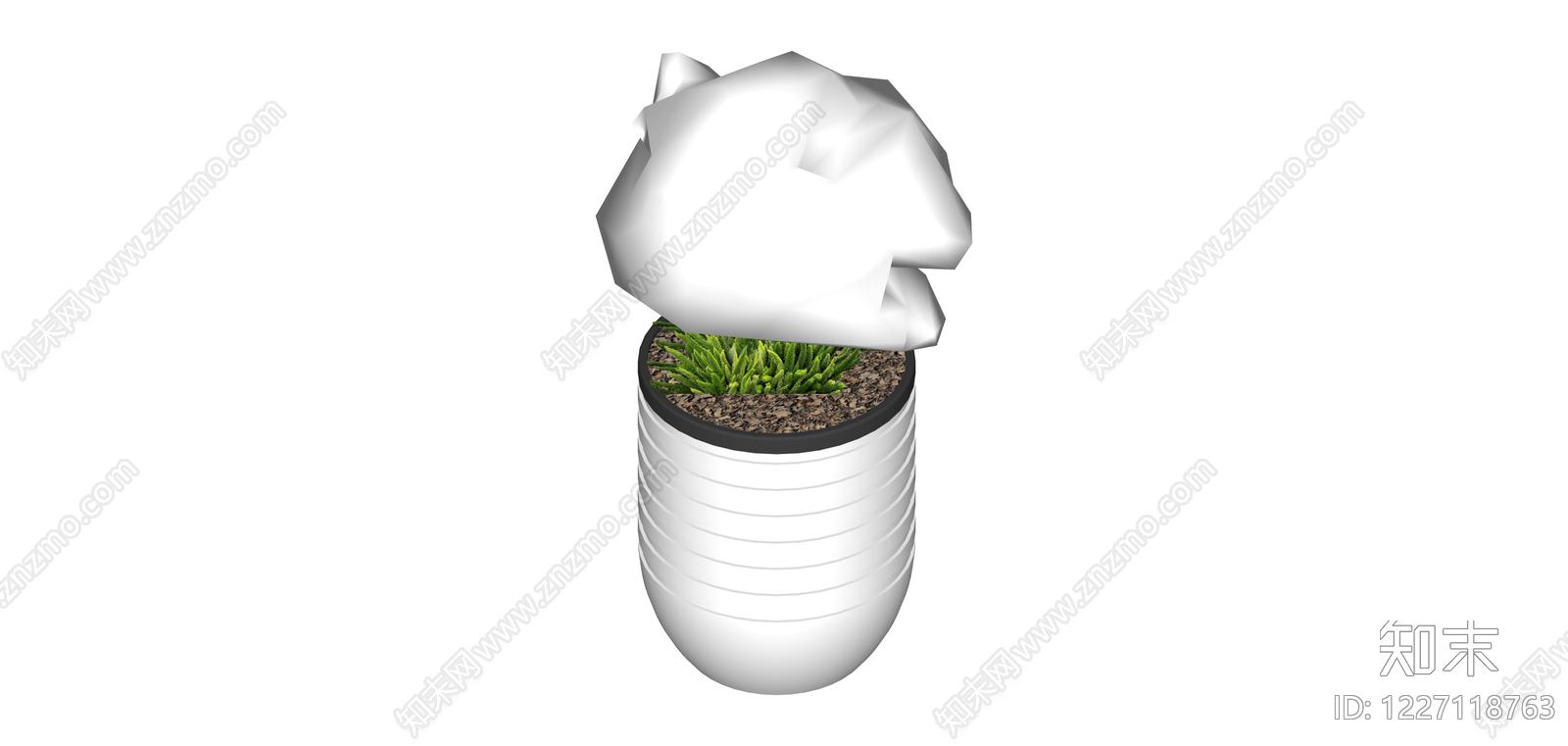 白模带草盆栽SU模型下载【ID:1227118763】