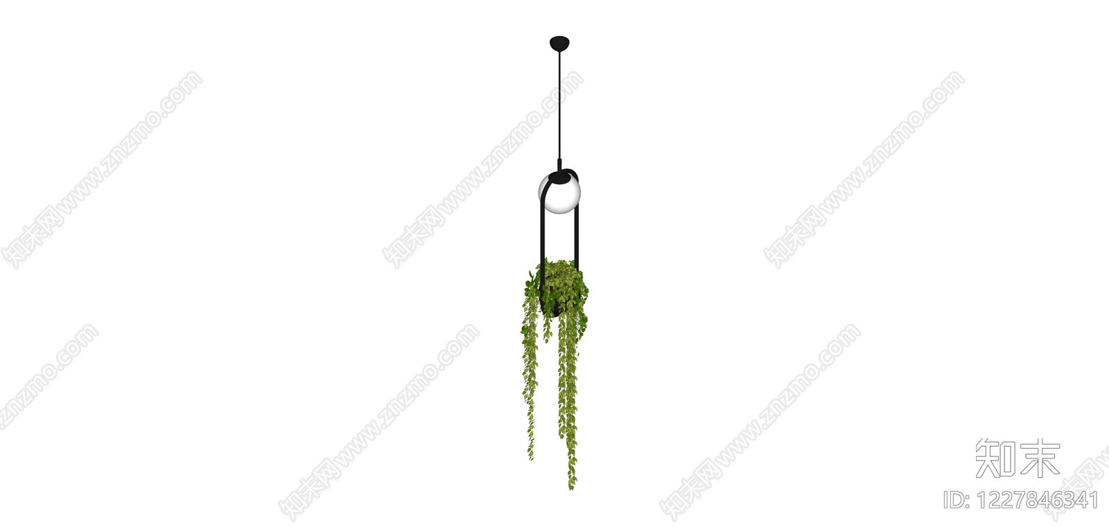 带绿植吊灯组合SU模型下载【ID:1227846341】