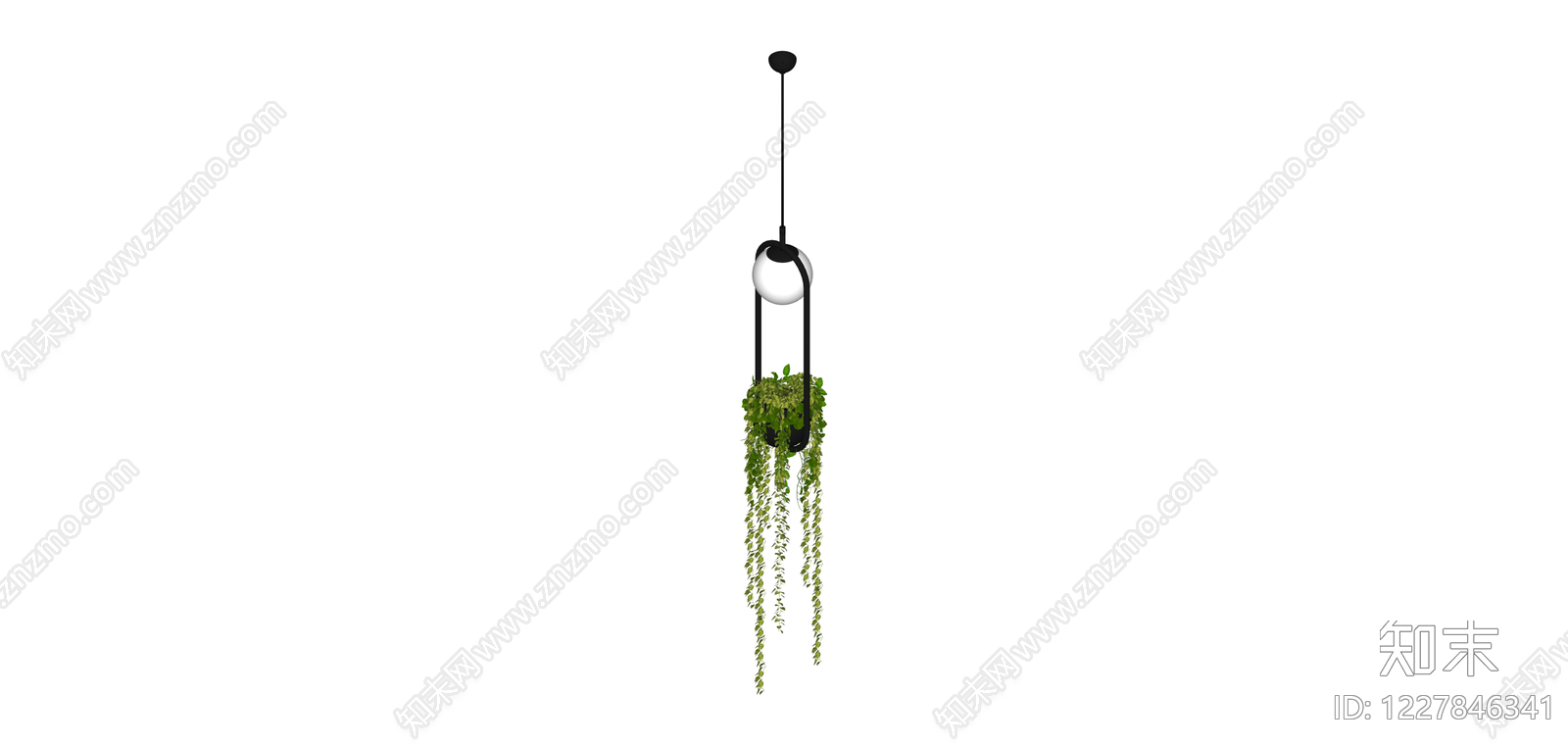 带绿植吊灯组合SU模型下载【ID:1227846341】