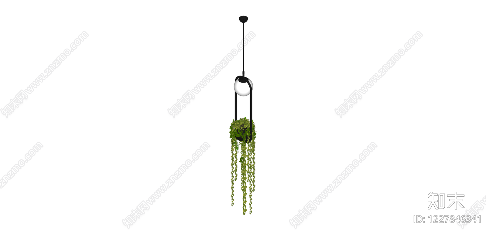 带绿植吊灯组合SU模型下载【ID:1227846341】